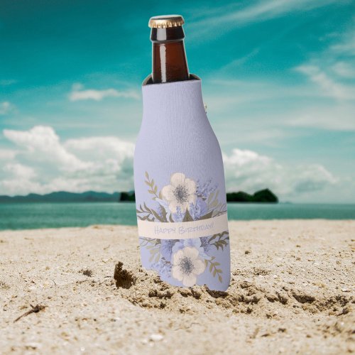 Floral Birthday Peach Violet Five Petal Wild Rose Bottle Cooler