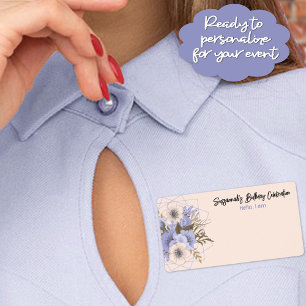 Floral Birthday Peach Violet Five Petal Wild Rose Label