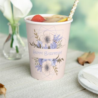 Floral Birthday Peach Violet Five Petal Wild Rose