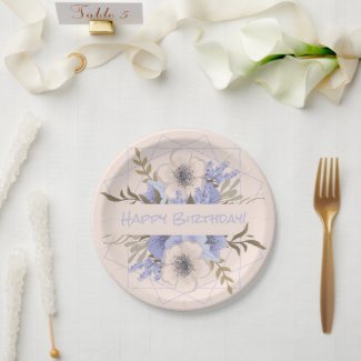 Floral Birthday Peach Violet Five Petal Wild Rose