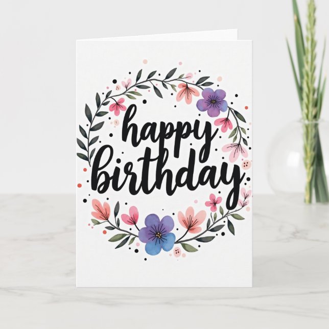 Floral Birthday Script Card (Front)
