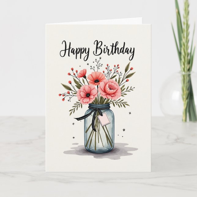 Floral Birthday Sketch Card (Front)