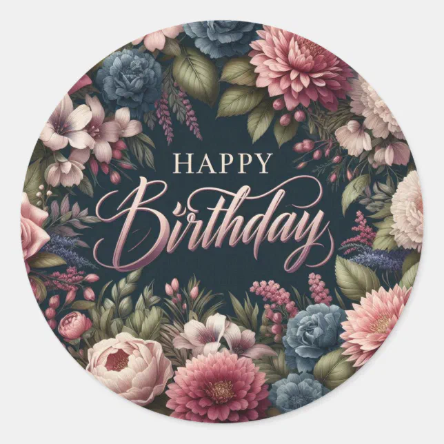 Floral Birthday sticker | Zazzle
