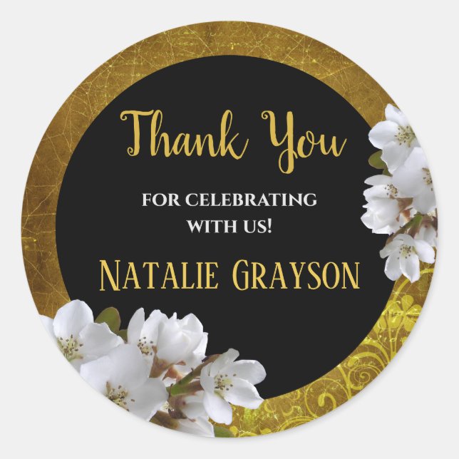 Floral Birthday Thank You Sticker (Front)