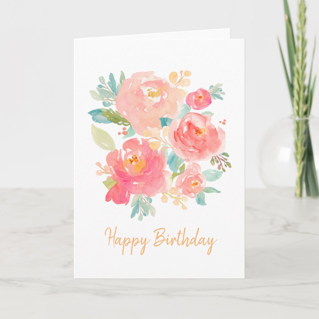 Floral Birthday Watercolor Card | Zazzle