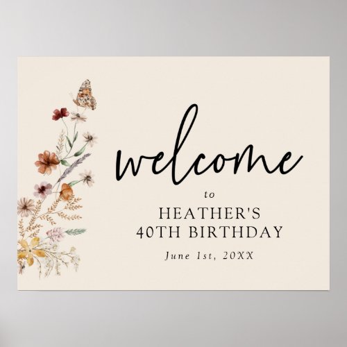 Floral Birthday Welcome Poster