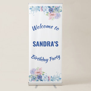 Floral Birthday Welcome Vertical Banner Sign