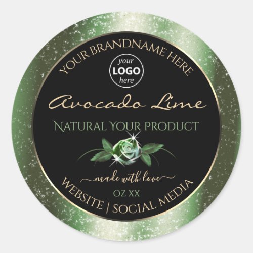 Floral Black and Dark Green Product Labels Logo