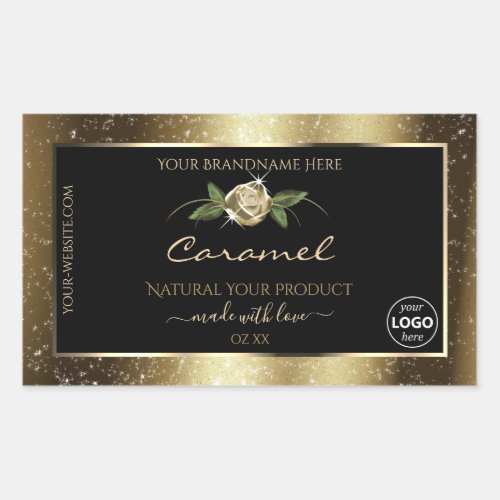 Floral Black and Gold Brown Product Labels Logo