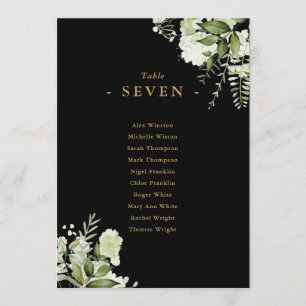 Floral Black And Gold Seating Plan Table Number