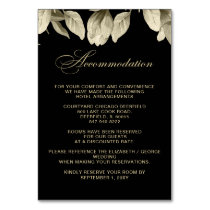 Floral Black and Gold wedding accommodation cards