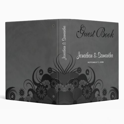 Floral Black and Gray 1 Wedding Guest Book Binder