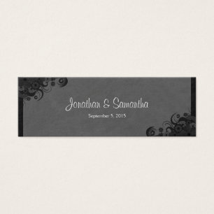 Floral Black and Gray Gothic Wedding Favor Tags
