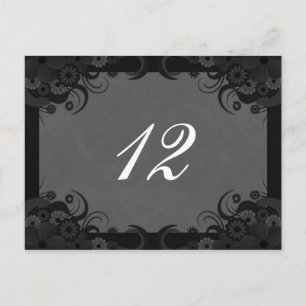 Floral Black and Gray Reception Table Number Cards