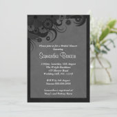 Floral Black and Gray Wedding Bridal Shower Invite (Standing Front)