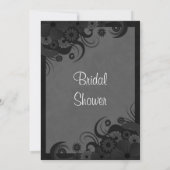 Floral Black and Gray Wedding Bridal Shower Invite (Back)