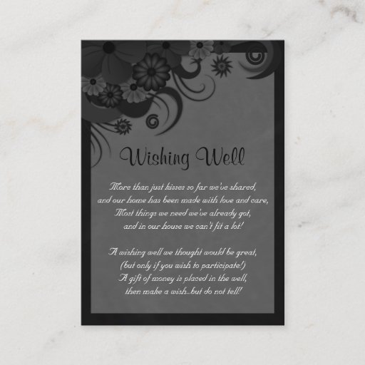 Customizable Black Hibiscus Custom Wedding Wishing Well Cards Business Card Template