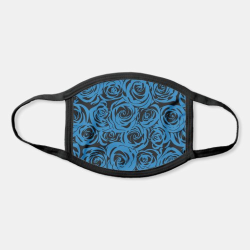 Floral Black and Navy Blue Rose Flowers Pattern Face Mask