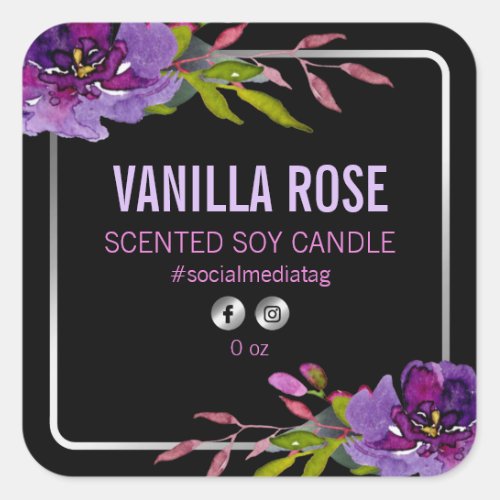 Floral Black And Purple Product Labels