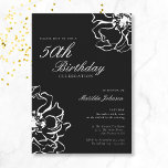 Floral Black and White 50th Birthday Invitation<br><div class="desc">Floral Black and White 50th Birthday Invitation. Our invitation design features a stunning black and white floral motif, blending simplicity with sophistication. The delicate floral motifs beautifully contrast against the crisp background, creating a look that is both simple and strikingly elegant. Join us for an unforgettable evening where every detail...</div>