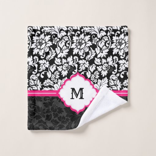 Floral Black And White Damask Bath Towel Set Zazzle