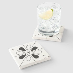 Floral Black and White Floral Stone Coaster