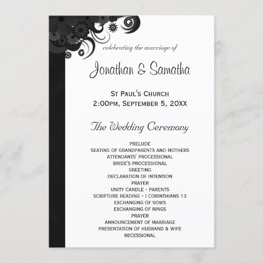 Floral Black And White Gothic Wedding Programs Zazzle Com