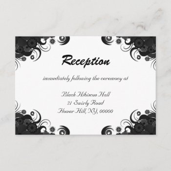 Floral Black And White Hibiscus Wedding Reception Enclosure Card by sunnymars at Zazzle