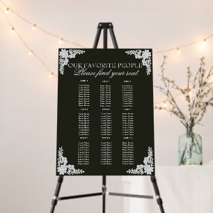 Floral Black And White Lace Wedding Seating Charts Foam Board