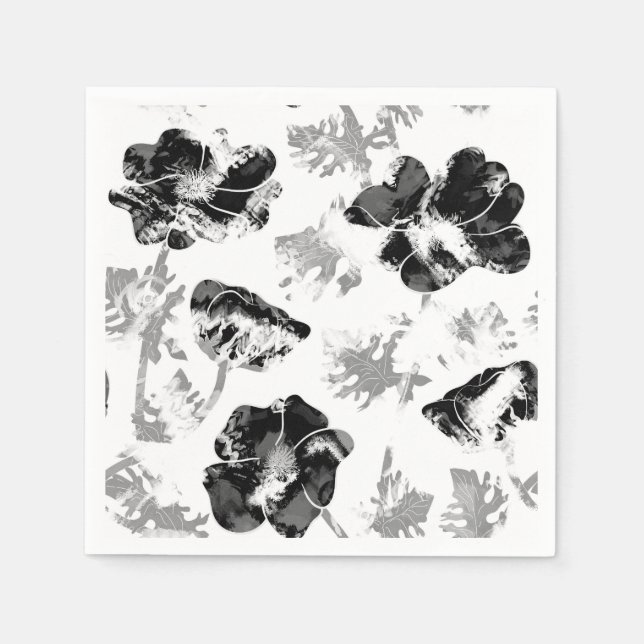 Floral, black and white napkins (Front)