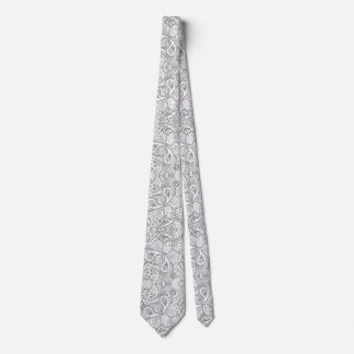 Floral Black and white Paisley  Neck Tie