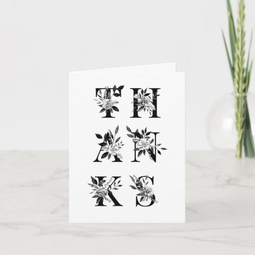 Floral Black and White Thank You Letters