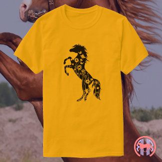 Floral Black Arabian Horse T-Shirt