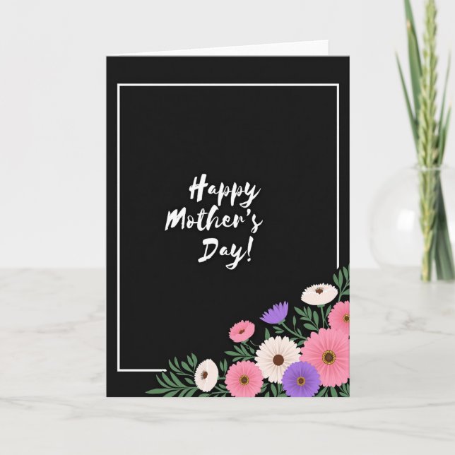 Floral Black Backdrop Card (Front)
