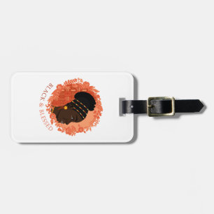 Floral Black & Blessed Luggage Tag