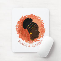 Floral Black & Blessed Mouse Pad