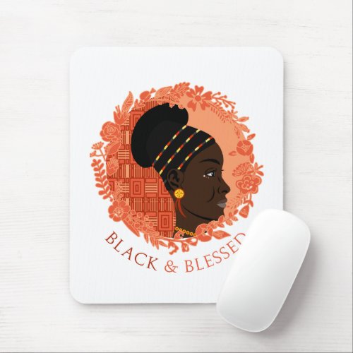 Floral Black  Blessed Mouse Pad