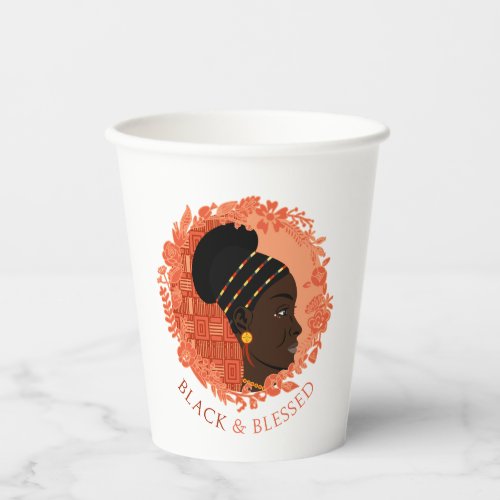 Floral Black  Blessed Paper Cups