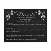 Floral Black Chalkboard Wedding Details Directions
