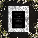 Floral Black Elegant Wedding Invitation<br><div class="desc">Floral Black Elegant Wedding Invitation</div>