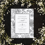 Floral Black Elegant Wedding Invitation<br><div class="desc">Floral Black Elegant Wedding Invitation</div>