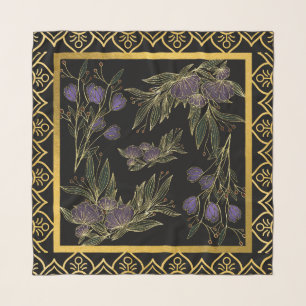 Floral Black Evening Tulips Printed Scarf