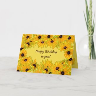 Floral Black Eyed Susan Flowers Birthday Card