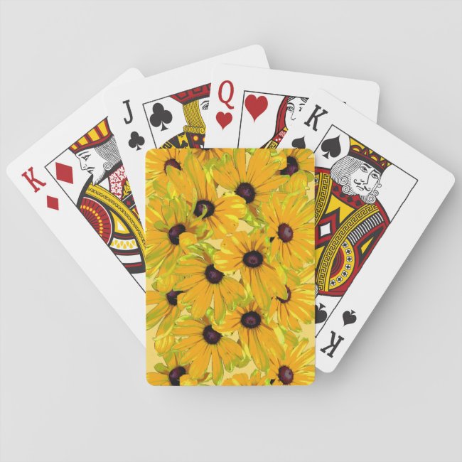 Floral Black Eyed Susan Flowers Playing Cards