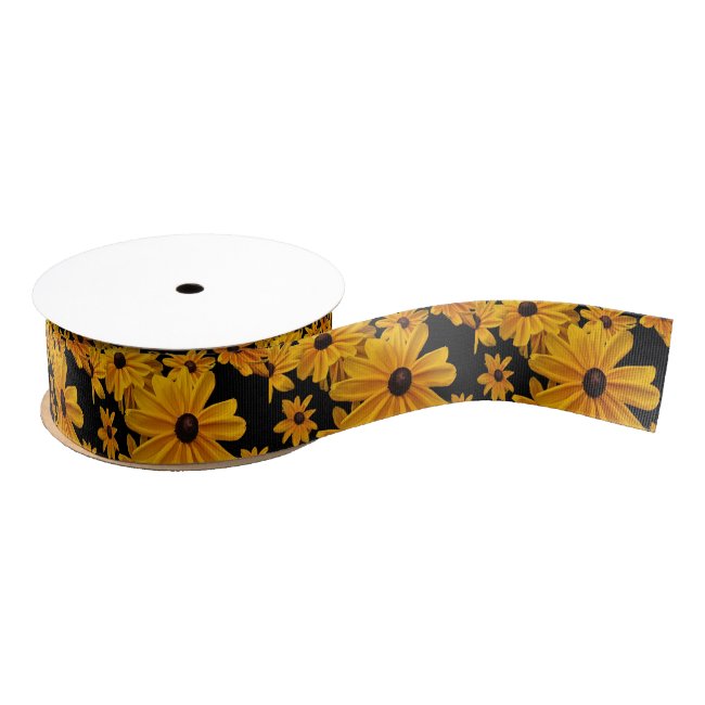 Floral Black Eyed Susan Flowers Satin Ribbon