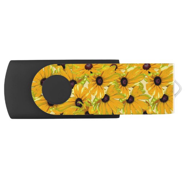 Floral Black Eyed Susan Flowers USB Flash Drive