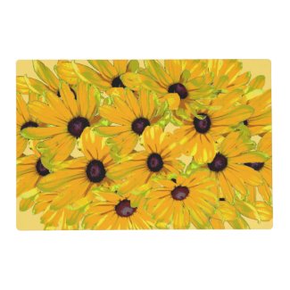 Floral Black Eyed Susan Flowers Yellow Placemat