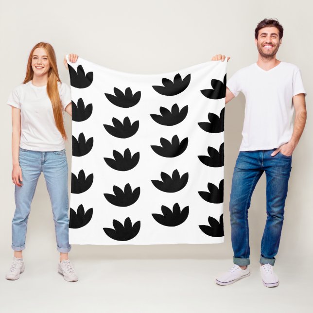 Floral Black Flower Floral Fleece Blanket (In Situ)