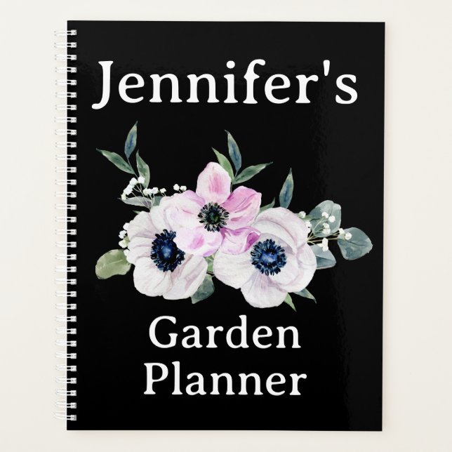 Floral Black Gardening Calendar Garden Planner (Front)