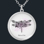*~* Floral Black Glitter Dragonfly Roses Silver Plated Necklace<br><div class="desc">Round SILVER PLATE NECKLACE - Chose your size Intention Jewelry - Soothing Calming remotely energy charged JEWELRY WITH INTENTION (R) Set an intention in a positive manner such as " I AM ... ." . The energy will help you in positive Transformations. When one is calm, healing can occur. Enjoy...</div>